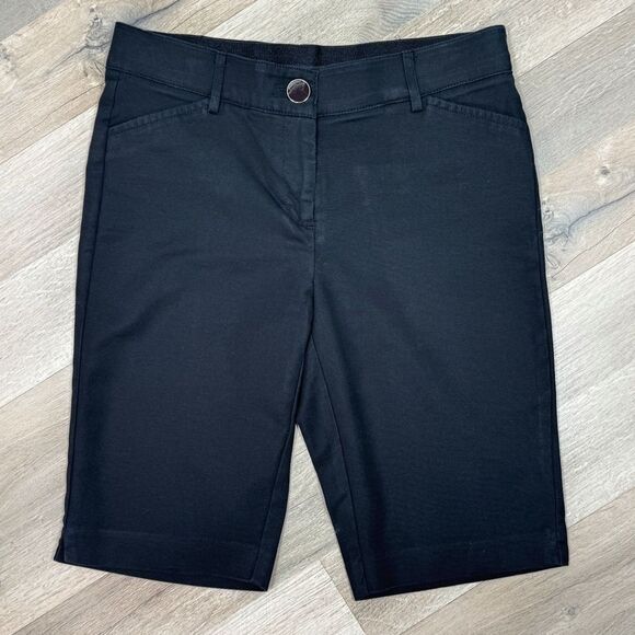 Counterparts Petite Flat Front Stretch Bermuda Walking Shorts Black 4P - Picture 3 of 12